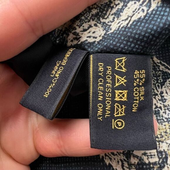 Pauw Amsterdam Pleated Blue Copper Abstract Pencil Midi Women’s 2 Silk Zipper - Picture 8 of 8